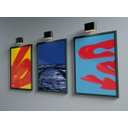 Ver imagem 1 de Kit 3 Quadros decorativos de 45x33cm - Canal 5 Azul / Dragão Amarelo / Dragão Azul (Moldura preta)