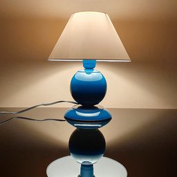 Abajur Moderno Decoração Quarto Sala Luminária Maetê Azul Indico Cúpula Branca - 2