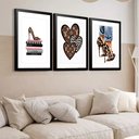 Ver imagem 1 de Kit 3 Quadros Grandes Grifes 60x48cm:moldura Preta