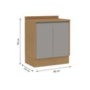 Ver imagem 4 de Balcão 80cm 2 Portas c/Rodapé Áurea Cinamomo/Fendi