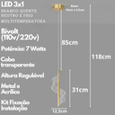 Ver imagem 3 de Luminária Pendente 5 Watts Led 3 Cores Acrílico Metal Lustre Teto Gimpo Kjdd-l-013:dourada