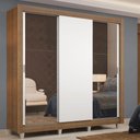 Ver imagem 1 de Guarda-roupa Casal Madesa Lyon 3 Portas de Correr com Espelhos 2 Gavetas com Pés