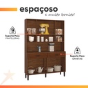 Ver imagem 5 de Armário de Cozinha Compacta 8 Portas 2 Gavetas Golden - Nogueira/off White/cp Ripado