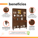 Ver imagem 5 de Armário de Cozinha Compacta 8 Portas 2 Gavetas Golden - Nogueira/off White/cp Ripado