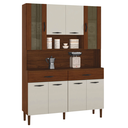 Ver imagem 1 de Armário de Cozinha Compacta 8 Portas 2 Gavetas Golden - Nogueira/off White/cp Ripado