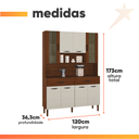 Ver imagem 4 de Armário de Cozinha Compacta 8 Portas 2 Gavetas Golden - Nogueira/off White/cp Ripado