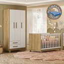 Ver imagem 1 de Quarto de Bebê com Roupeiro 4340 e Berço 4315 Freijó Branco Acetinado + Colchão Ortobom Patoti Móvei