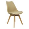 Cadeira Charles Eames Leda Luisa Saarinen Design Wood Estofada Base Madeira - Bege - 1