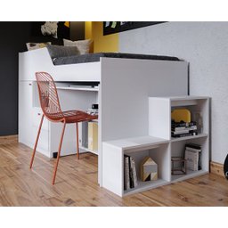 Cama solteiro Aila Branca multifuncional com escrivaninha embutida - 100% MDF - 6