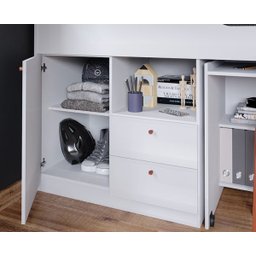 Cama solteiro Aila Branca multifuncional com escrivaninha embutida - 100% MDF - 7