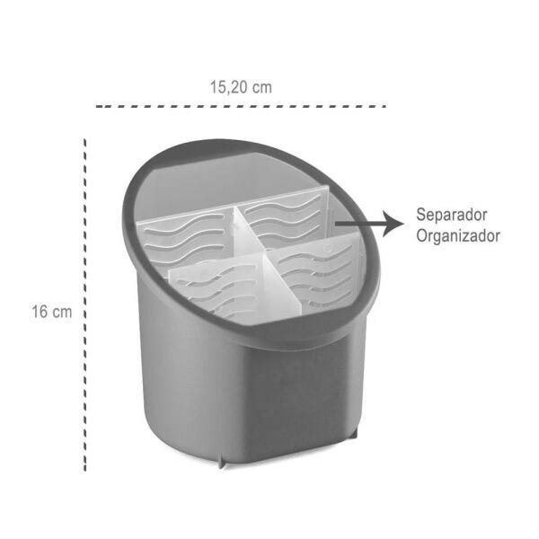Kit Organizador Talheres + Porta Detergente Slim Útil Rosa - 7