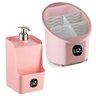 Kit Organizador Talheres + Porta Detergente Slim Útil Rosa - 1