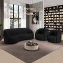 Ver imagem 1 de Conjunto Sofá Sala de Estar Bipartido 240cm e 2 Poltronas Clarke Pu Preto Manchado G45 - Gran Belo