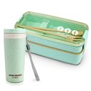 Ver imagem 1 de Conjunto Pote de Marmita Ecológica de 2 Andares 750ml e Copo com Tampa 300ml Lifestyle Verde