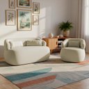 Ver imagem 1 de Namoradeira e Poltronas Orgânica Chloe Boucle Bege com Almofada Plumante - Arkell