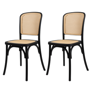 Kit 2 Cadeiras Amis Rattan Preta Polipropileno Sala Cozinha Jantar Restaurante Eventos - La Mobilia