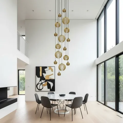 Lustre Pendente para Sala Pé Direito Duplo Big Boss Marfim