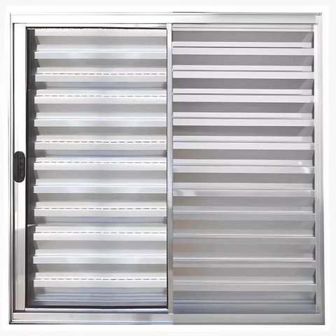 Janela de Alumínio Brilhante Veneziana de Correr 3 Folhas sem Grade Cmc Linha Modular - 100l X 120a