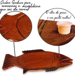 Tabua Carne Peixe Churrasco Rustica Bar Gourmet Pesque Pague - Marrom - Liso - 3