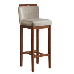 Banqueta Alta para Bancada de Cozinha 38x102 Cm Líbia Madeira Maciça Suede Bege CCS - 1