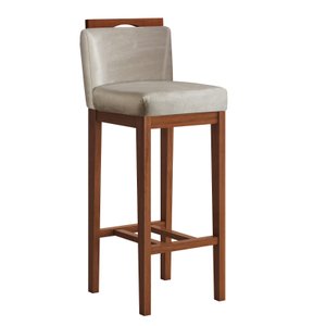 Banqueta Alta para Bancada de Cozinha 38x102 Cm Líbia Madeira Maciça Suede Bege CCS