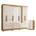 Ver imagem 1 de Guarda Roupa Casal San Lorenzo com Espelho e Cômoda Ms913 Freijó Off White – Moval