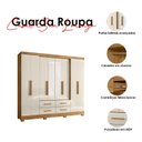 Ver imagem 5 de Guarda Roupa Casal San Lorenzo com Espelho e Cômoda Ms913 Freijó Off White – Moval