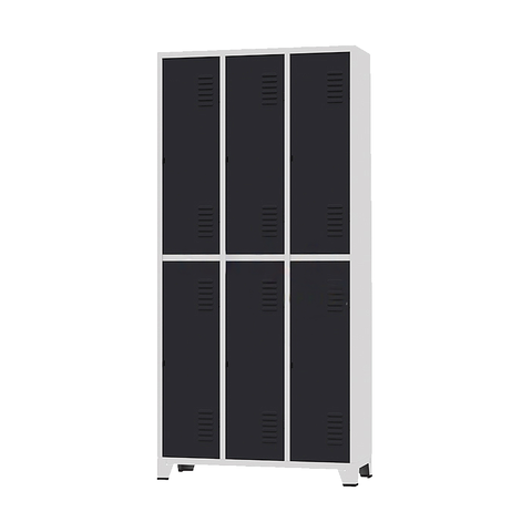 Armário Roupeiro De Aço Para Vestiário 6 Portas Locker Preto