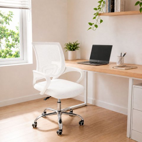 Cadeira Begônia Ergonômica Tela Mesh Apoio Lombar até 120kg Branco