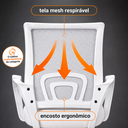 Ver imagem 5 de Cadeira Begônia Ergonômica Tela Mesh Apoio Lombar até 120kg Branco
