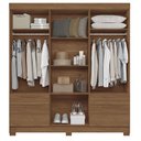 Ver imagem 2 de Guarda Roupa Casal 8 Portas Curitiba com Espelho e Cabeceira Casal Loanda com Gavetas Jatobá -