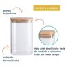 Kit 3 Pote de Vidro Quadrado 1100Ml com Tampa Flat Bambu Oikos - 4