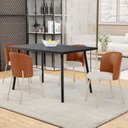 Ver imagem 2 de Kit 5 Cadeiras Sala de Jantar Estofada Gavi Arena L02 Couríssimo Camel Linho Cru - Lyam Decor