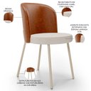 Ver imagem 4 de Kit 5 Cadeiras Sala de Jantar Estofada Gavi Arena L02 Couríssimo Camel Linho Cru - Lyam Decor