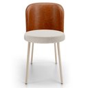 Ver imagem 3 de Kit 5 Cadeiras Sala de Jantar Estofada Gavi Arena L02 Couríssimo Camel Linho Cru - Lyam Decor