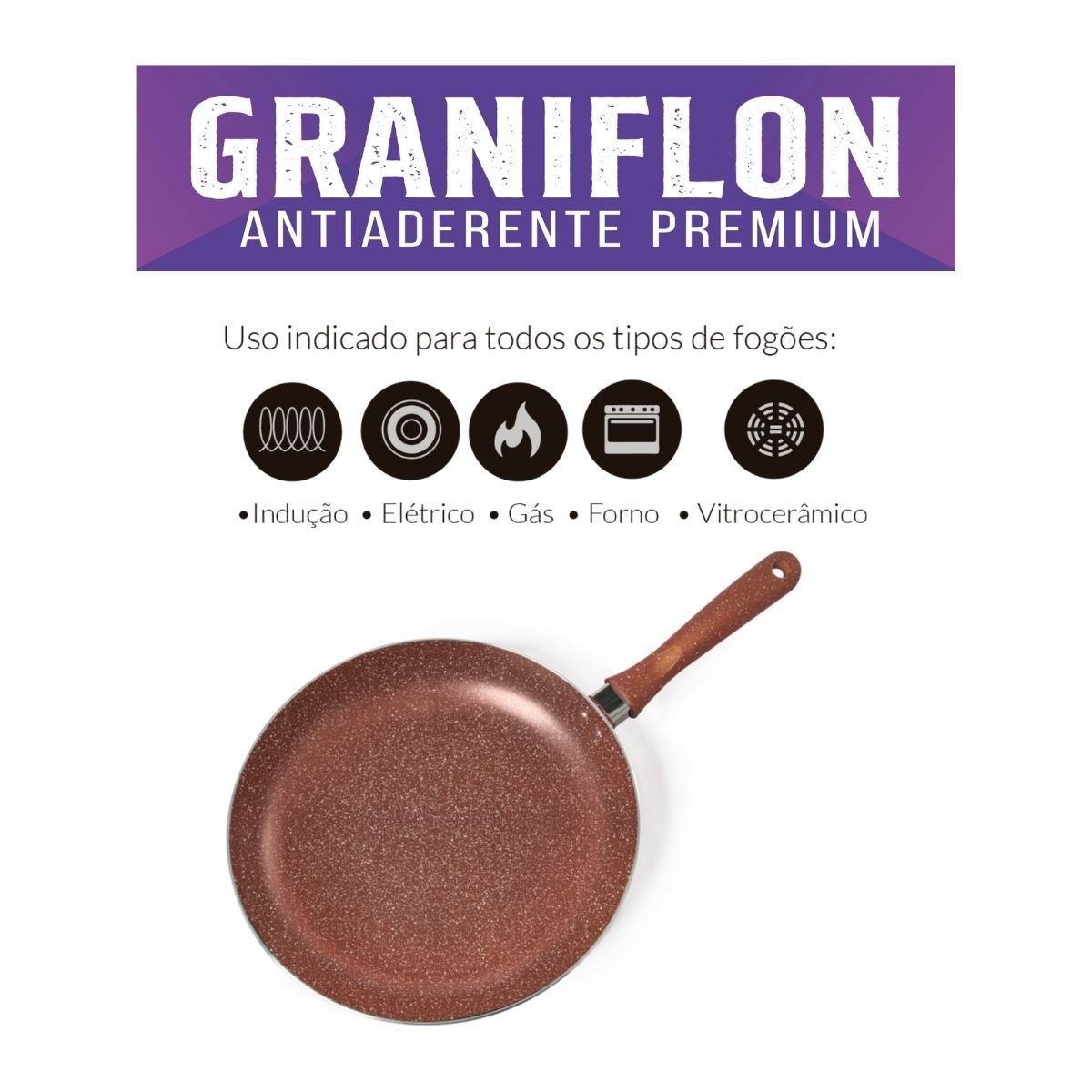 Frigideira Antiaderente 28cm Cobre Graniflon Moda do Chef - 2