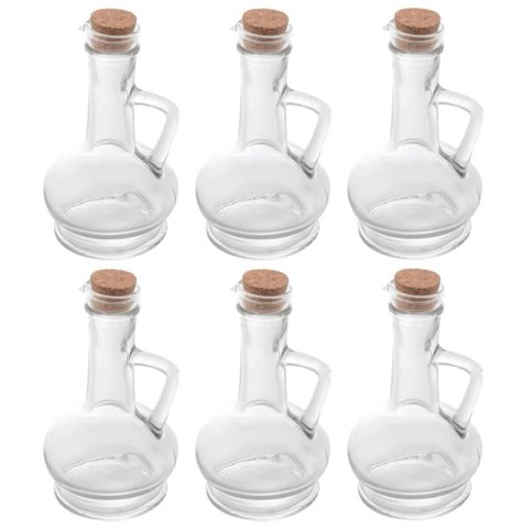 Kit 6 Galheteiros Pote Vidro Tampa Rolha 230ml para Azeite Lyor Restaurantes a La Carte