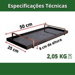 Bandeja Decorativa Espelhada Alça Preta Larflex Preta - 3