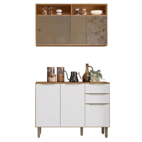 Armário de Cozinha Compacta 5 Portas 2 Gavetas 100% MDF Reflecta Clara