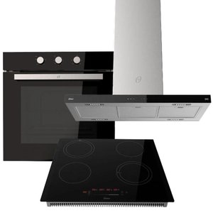 Kit Cooktop 4 Bocas - Forno de Embutir 77l - Coifa Ilha 90cm Oster 220v