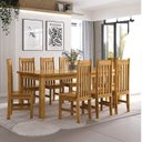 Ver imagem 1 de Conjunto Sala de Jantar Mesa 220cm Retangular e 8 Cadeiras 100% Madeira Maciça Creta Espresso Móveis Marrom/Nogueira