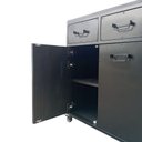 Ver imagem 6 de Buffet Aparador Estilo Industrial com 3 Portas e 3 Gavetas - Chapas de Ferro e Madeira na Cor Preta