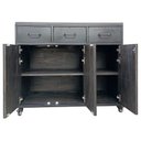 Ver imagem 2 de Buffet Aparador Estilo Industrial com 3 Portas e 3 Gavetas - Chapas de Ferro e Madeira na Cor Preta