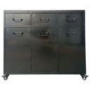 Ver imagem 4 de Buffet Aparador Estilo Industrial com 3 Portas e 3 Gavetas - Chapas de Ferro e Madeira na Cor Preta