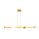 Ver imagem 1 de Pendente Jabuti Seven na Cor Dourado com Globos Brancos Fosco para 7 Lâmpadas G9 de LED