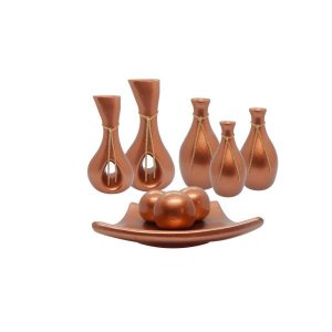 Jogo Ceramica Completo para Decoração de Sala Rosê Gold