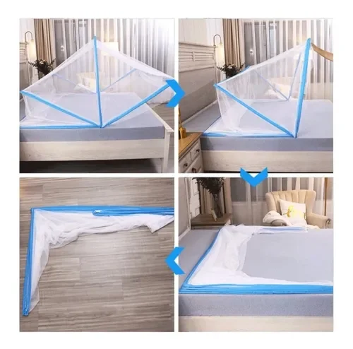 Tela Mosquiteiro Cama Casal Dobrável Portátil E Pratica - 4