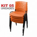 Ver imagem 2 de Cadeira Empilhável Plástica Laranja 5 Unidades - Ultra Móveis