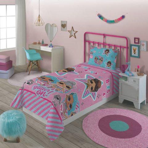 Jogo de Lençol Personagens Lol Solteiro Lepper 2 Peças Microfibra Rosa