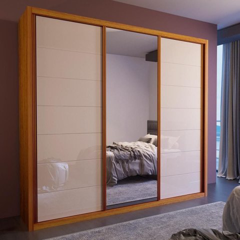 Guarda Roupa Casal Fusion c/ Esp. 3 Portas 4 Gavetas Naturale/Off
